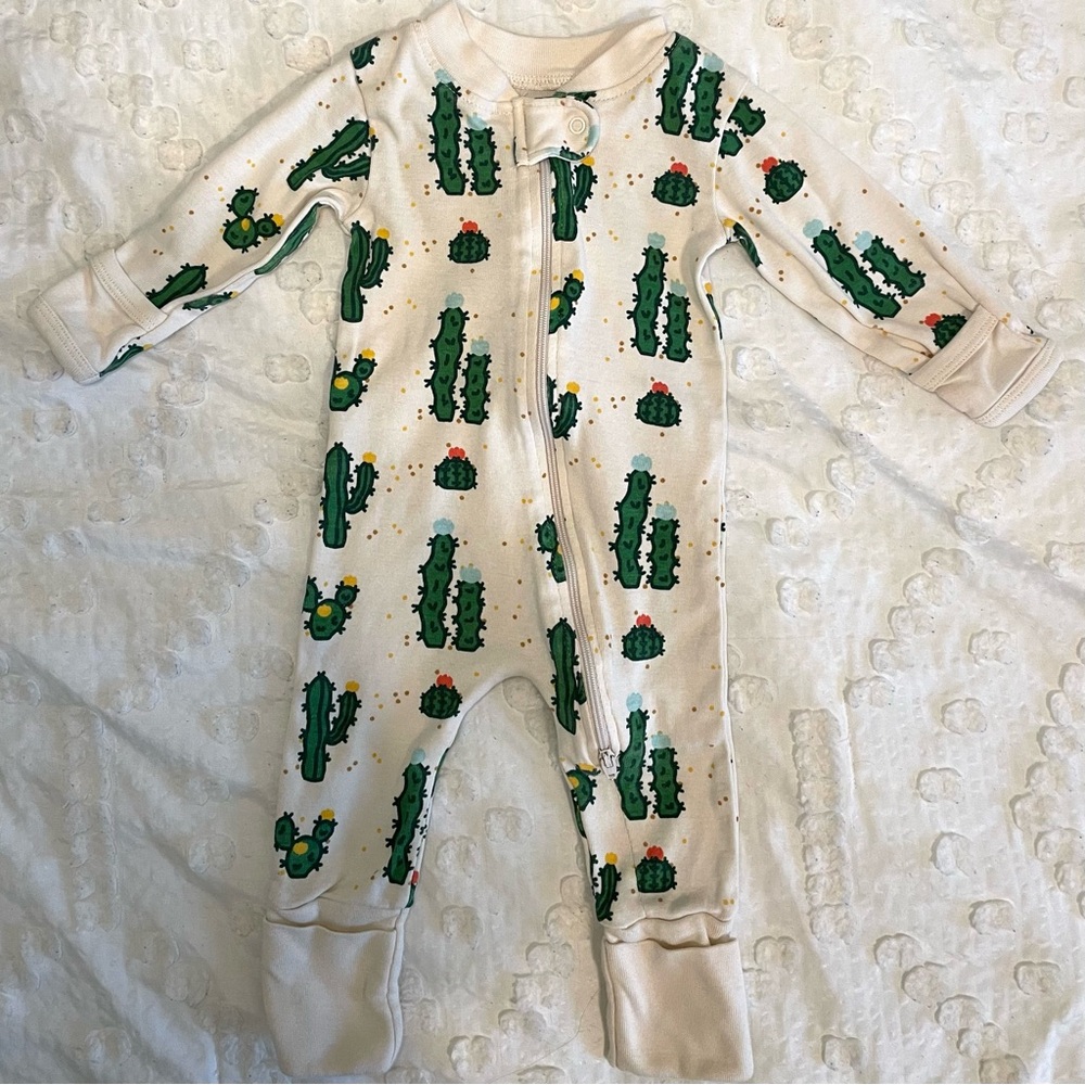 M+A One-Piece Baby Pajamas Cactus Print 🌵/ 0-3 months /Organic cotton